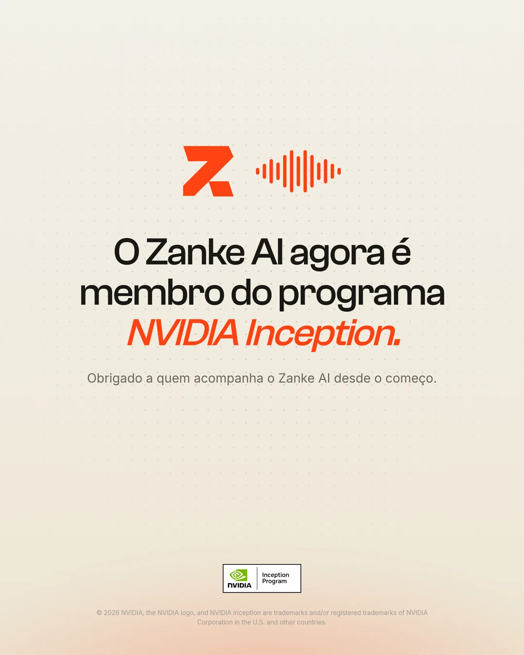 O Zanke AI agora é membro do programa NVIDIA Inception, com o selo oficial do programa